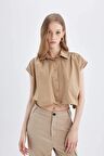 DeFacto Crop Poplin Kısa Kollu Gömlek D1200AX24SMBN156