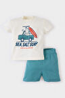 DeFacto Erkek Bebek 2'li Takım Baskılı Kısa Kollu Tişört Şort E1171A525SMER85