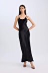 DeFacto Slim Fit Dar Kesim Viskon Askılı Maxi Siyah Abiye Elbise E2977AX24WNBK81