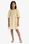 DeFacto Kız Çocuk Desenli Pamuklu Kısa Kollu Yazlık Elbise E2643A825SMYL238