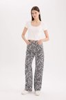 DeFacto %100 Pamuk Straight Fıt Gabardin Pantolon Zebra Desenli Normal Bel Standart Boy E4134AX25SPBK27