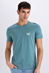 DeFacto %100 Pamuk Slim Fit Dar Kesim Bisiklet Yaka Baskılı Kısa Kollu Tişört C2078AX25SMGN1081