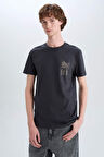 DeFacto %100 Pamuk Slim Fit Dar Kesim Bisiklet Yaka Baskılı Kısa Kollu Tişört C2131AX25SMAR231