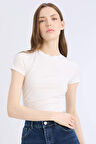 DeFacto Fitted Bisiklet Yaka Basic Düz Modal Kısa Kollu Beyaz Tişört E4519AX25SPWT32
