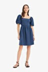 DeFacto U Yaka Pamuklu Kısa Kollu Mini Yazlık Elbise E5390AX25SMNV241