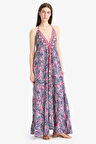 DeFacto Regular Fit Etnik Desenli Boyundan Bağlamalı Maxi Plaj Elbisesi-Fall in Love E4581AX25SMPN463