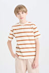 DeFacto Erkek Çocuk Bisiklet Yaka Çizgili Kısa Kollu Tişört D9491A825SMER118