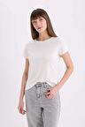 DeFacto Regular Fit Bisiklet Yaka Basic Düz Kısa Kollu Beyaz Tişört W7299AZ25SPER105
