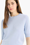 DeFacto Regular Fit Bisiklet Yaka Basic Düz Kısa Kolllu Triko Kazak D6272AX25SMBE500