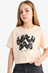 DeFacto Kız Çocuk Bisiklet Yaka Baskılı Kısa Kollu Tişört E0384A825SMOG96