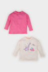 DeFacto Kız Bebek Yenidoğan Bisiklet Yaka Dinazor Baskılı Penye 2'li Uzun Kollu Tişört E6362A525SPPN324