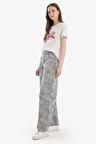 DeFacto Baggy Fit Gabardin Pantolon Yüksek Bel Leopar Desenli Standart Boy D8149AX25SPER223