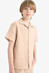 DeFacto Erkek Çocuk Oversize Geniş Kalıp Polo Yaka Müslin Kısa Kollu Gömlek W3239A625HSBG732