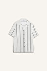 DeFacto Regular Fit Apaş Yaka Çizgili Yazlık Kısa Kollu Gömlek E2559AX25SMWT34