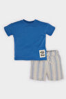 DeFacto Erkek Bebek 2'li Takım Kısa Kollu Tişört Çizgili Esnek Belli Şort E9033A525SMBE410