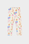 Kız Bebek Hayvan Desenli Fitilli Kaşkorse Pantolon