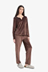 Pijama Takımı Regular Fit Uzun Kollu Velur Üst Uzun Alt-Fall in Love