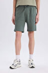 DeFacto %100 Pamuk Slim Fit Dar Kesim Dar Paça Cepli Basic Düz Şort B8673AX25SMGN463