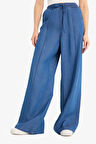 Pull On Wide Leg Yüksek Bel Uzun Yumuşak Jean Yıkamalı Pantolon
