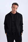 DeFacto Relax Fit Polo Yaka Flanel Uzun Kollu Gömlek D1061AX24WNBK81