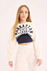DeFacto Kız Çocuk Crop Bisiklet Yaka Baskılı Sweatshirt D9919A825SPWT80