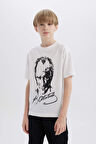 DeFacto Erkek Çocuk Bisiklet Yaka Atatürk Baskılı Kısa Kollu Tişört B6938A825SMWT34