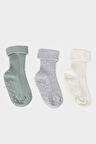 Kız Bebek Kaydırmaz Taban 3'lü Pamuklu Uzun Çorap