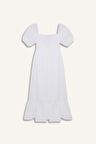 DeFacto Kare Yaka Poplin Kısa Kollu Maxi Beyaz Yazlık Elbise F3108AX25SMER105