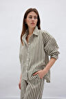 DeFacto Loose Fit Çizgili Poplin Uzun Kollu Gömlek F0403AX25SMKH210