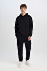 DeFacto Regular Fit Jogger Eşofman Altı Basic Düz Kargo Cepli Lastikli Paça D5252AX25SPBK81
