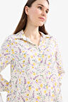 Loose Fit Çiçek Desenli Uzun Kollu Gömlek
