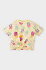 DeFacto Kız Bebek Bisiklet Yaka Desenli Kısa Kollu Tişört E4792A525SMYL149