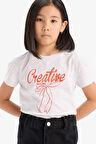 DeFacto Kız Çocuk Bisiklet Yaka Baskılı Kısa Kollu Tişört E5895A825SMGR400