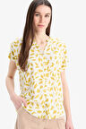 Regular Fit Apaş Yaka Desenli Kısa Kollu Gömlek