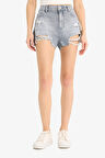 DeFacto Yüksek Bel Paça Ucu Kesik Jean Şort E4694AX25SMNM55