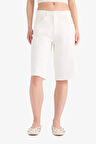 DeFacto Yüksek Bel Beyaz Jean Bermuda Şort E4087AX25SMWT1