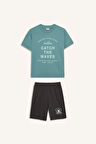 DeFacto Erkek Çocuk Pijama Takımı Baskılı Kısa Kollu Üst Beli Lastikli Şort D9990A825SMGN382