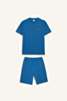 DeFacto Erkek Çocuk Waffle Pijama Takımı Kısa Kollu Üst Beli Lastikli Şort D9995A825SMBE278