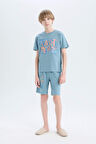 DeFacto Erkek Çocuk Pijama Takımı Baskılı Kısa Kollu Üst Şort E0157A825SMBE528