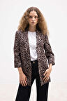 DeFacto Regular Fit Leopar Desenli Blazer Ceket E1483AX24AUBN225