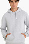 Regular Fit Kapüşonlu İçi Yumuşak Tüylü Kanguru Cepli Basic Düz Sweatshirt