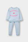 Kız Bebek 2'li Takım Baskılı İçi Yumuşak Tüylü Sweatshirt Eşofman Altı