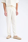 DeFacto Yazlık Viskon Jogger Pantolon Regular Fit Normal Kesim Keten Karışımlı Düz Paça Cepli B4867AX25SMBG686