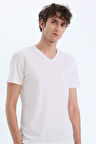 DeFacto Slim Fit Dar Kesim V Yaka Basic Düz Üst L4884AZ25SPWT34