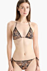 DeFacto Regular Fit Leopar Desenli Üçgen Bikini Üstü-Fall in Love E3895AX25SMBK81