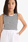 DeFacto Kız Çocuk Bisiklet Yaka Çizgili Atlet Z7814A625HSBK81