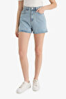 DeFacto Mom Fit Yüksek Bel Crop Fit Jean Şort E0928AX25SMNM39