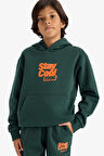 Erkek Çocuk Kapüşonlu Baskılı İçi Yumuşak Tüylü Sweatshirt 