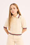 DeFacto Kız Çocuk Cropped Fit Polo Yaka Kazak E0364A825SPER233