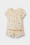 Kız Bebek Çiçekli Kısa Kollu Ribana 2'li Pijama Takımı